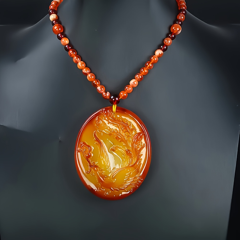 Women's Bohemian Rose Carved Pendant Necklace